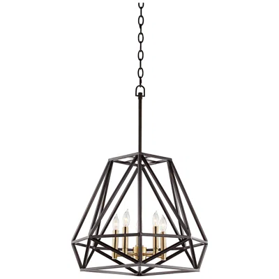 Franklin Iron Works Hawking 20" Wide Bronze 5-light Pendant Chandelier