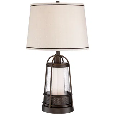 Franklin Iron Works Hugh Bronze Lantern Night Light Table Lamp With Dimmer