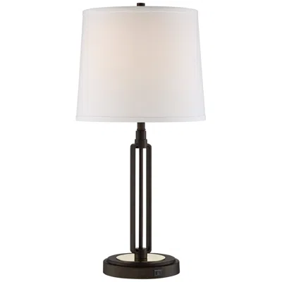 Franklin Iron Works Javier 24 1/2" Bronze Usb Plug Outlet Table Lamp