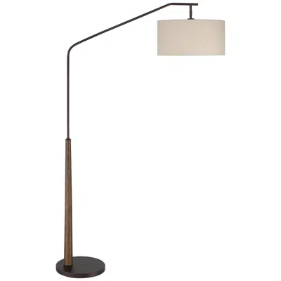 Franklin Iron Works Kipling 76" Bronze And Wood Arc Floor Lamp