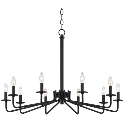 Franklin Iron Works Manfred 36" Black 10-light Candelabra Chandelier
