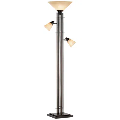 Franklin Iron Works Marcos 71" 3-in-1 Torchiere Floor Lamp With Side Lights