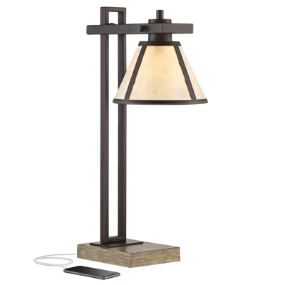 Franklin Iron Works Maricopa 21 1/4" Bronze Outlet And Usb Desk Lamp