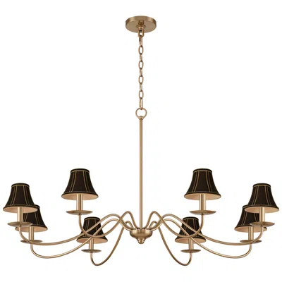 Franklin Iron Works Marinec 42" Wide Soft Gold 8-light Chandelier With Black Shades