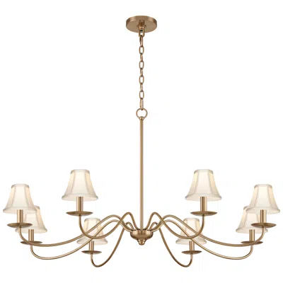 Franklin Iron Works Marinec 42" Wide Soft Gold 8-light Chandelier With Cream Shades