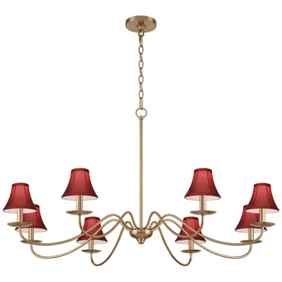 Franklin Iron Works Marinec 42" Wide Soft Gold 8-light Chandelier With Red Shades
