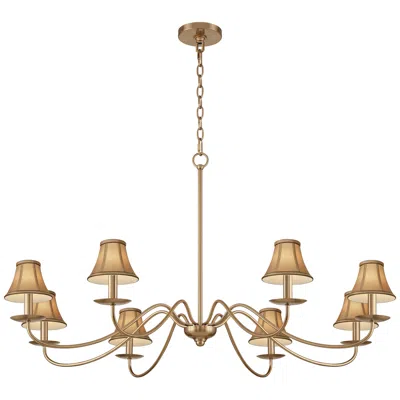 Franklin Iron Works Marinec 42" Wide Soft Gold 8-light Chandelier With Tan Shades