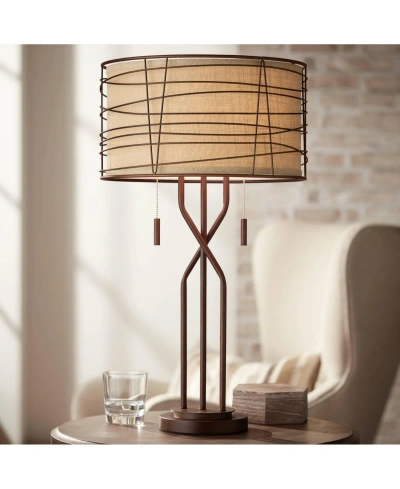 Franklin Iron Works Marlowe 28 3/4" Tall Rustic Modern Industrial End Table Lamp Pull Chain Brown Bronze Finish Metal Si