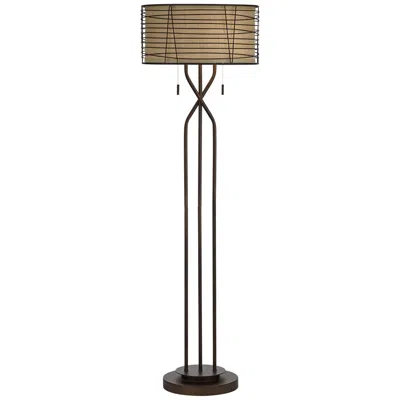 Franklin Iron Works Marlowe 60 1/2" Bronze Woven Metal Floor Lamp