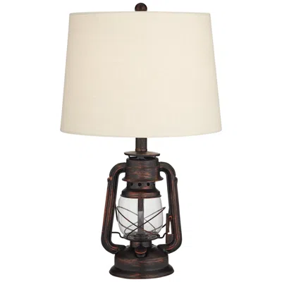 Franklin Iron Works Murphy Red Bronze Miner Lantern Table Lamp With Dimmer