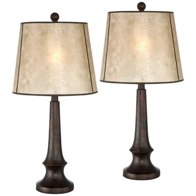 Franklin Iron Works Naomi 25" Rustic Bronze And Mica Lamps Set Of 2