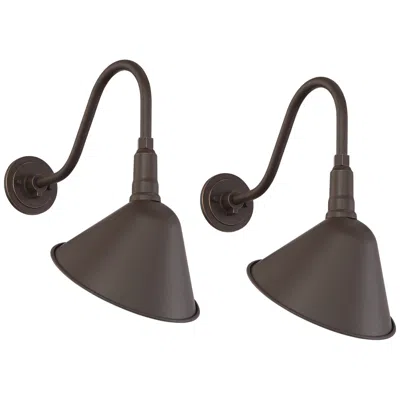 Franklin Iron Works Neihart 18 1/4" High Rustic Bronze Rlm Outdoor Wall Light Set Of 2