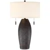 Franklin Iron Works Noah 31" Hammered Bronze Pull-chain Table Lamp
