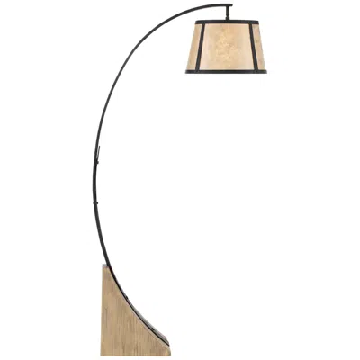 Franklin Iron Works Oak River 66 1/2" Gray Blond Mica Arc Floor Lamp