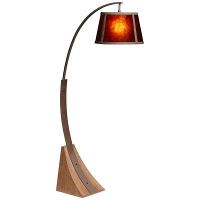Franklin Iron Works Oak River Rust And Amber Mica Arc Floor Lamp W/ Smart Socket