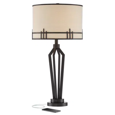 Franklin Iron Works Picket 28" Open Base Bronze Usb Table Lamp