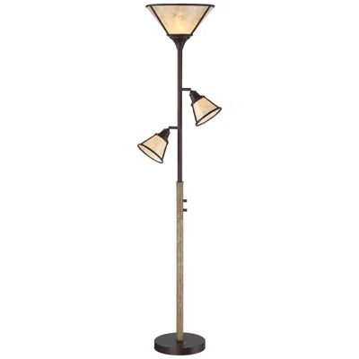 Franklin Iron Works Plymouth 72" Bronze And Mica Torchiere Floor Lamp