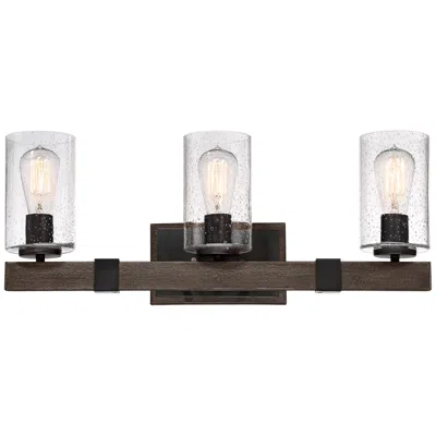 Franklin Iron Works Poetry 23 1/2" Wood Grain 3-light Bath Light