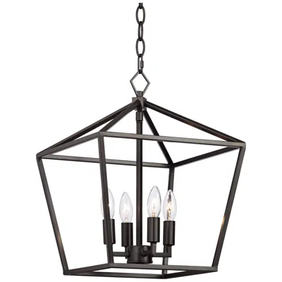 Franklin Iron Works Queluz 13" Wide Bronze 4-light Entry Pendant Light