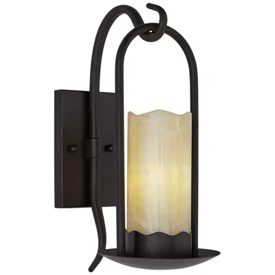 Franklin Iron Works Rustic Onyx 14 1/2" Faux Candle Light Wall Sconce