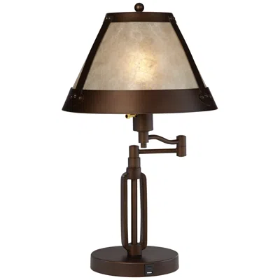 Franklin Iron Works Samuel 21 1/4" Mica Shade Usb Swing Arm Desk Lamp