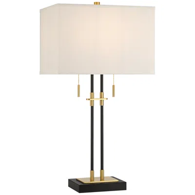 Franklin Iron Works Stefano 30 1/4" High Black And Gold 2-light Pull Chain Usb Table Lamp