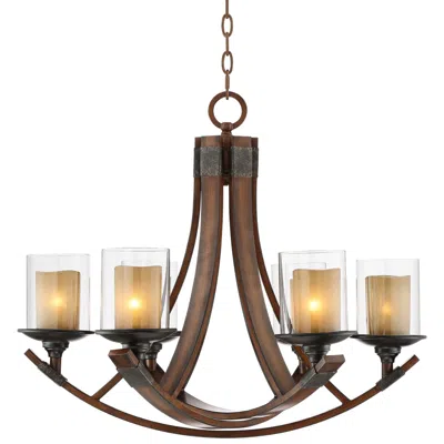 Franklin Iron Works Tafford 27 1/2" Amber Glass 6-light Chandelier