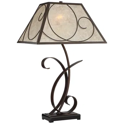 Franklin Iron Works Teri 27" Bronze Scroll Mica Shade Table Lamp