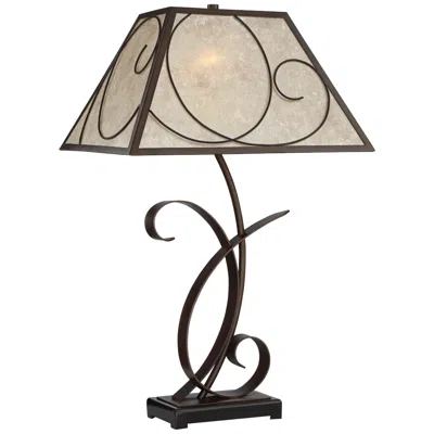 Franklin Iron Works Teri 27" Mica Shade Table Lamp With Usb Dimmer