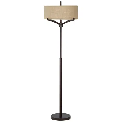 Franklin Iron Works Tremont 62" 2-light Floor Lamp With Burlap Shade