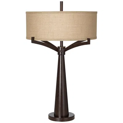 Franklin Iron Works Tremont Industrial Bronze Lamp With Table Top Dimmer