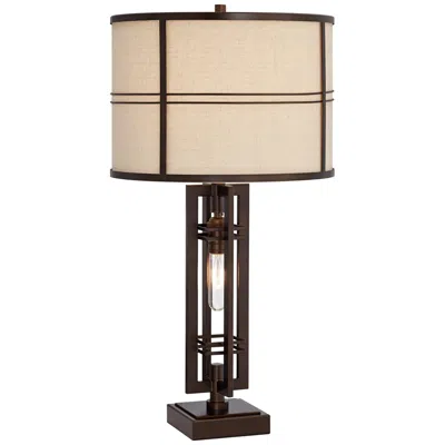 Franklin Iron Works Trenton 28" Bronze Table Lamp With Night Light