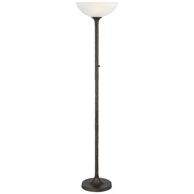 Franklin Iron Works Tucson 71 1/4"h Hammered Bronze Alabaster Glass Torchiere Floor Lamp