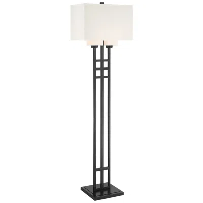 Franklin Iron Works Ventano 64" High 2-light Matte Black Floor Lamp