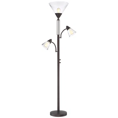 Franklin Iron Works Warwick 71 1/2" Tiger Bronze And Seeded Glass Torchiere Floor Lamp