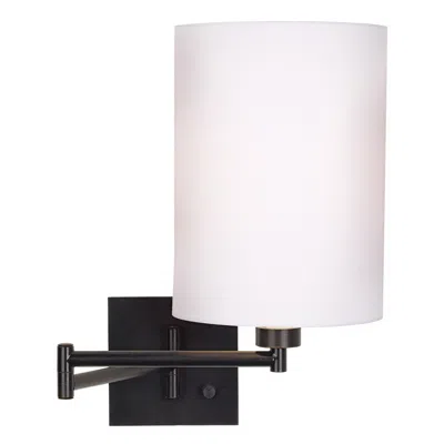 Franklin Iron Works White Cylinder And Espresso Plug-in Swing Arm Wall Lamp