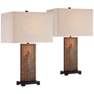 Franklin Iron Works Yukon 30" Natural Slate Stone Table Lamps Set Of 2