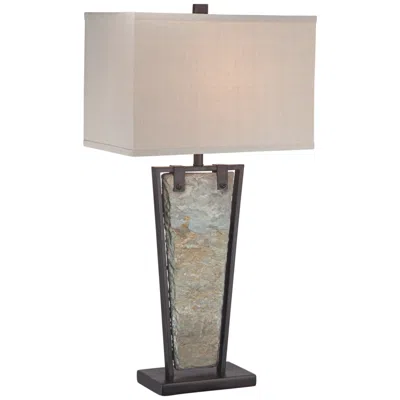 Franklin Iron Works Zion 30" High Tapered Slate Table Lamp In Multi