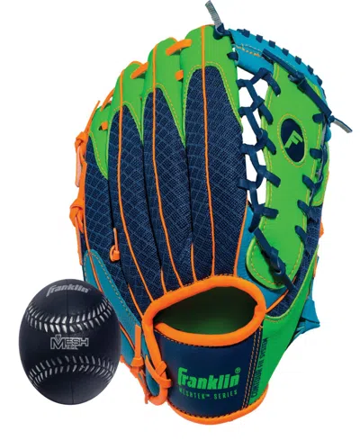 Franklin Sports 9.5" Teeball Meshtek Glove Ball Set In Navy,lime,orange