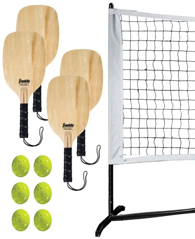 Franklin Sports Half Court Size Pickleball Net W/paddle Ball Set In Black