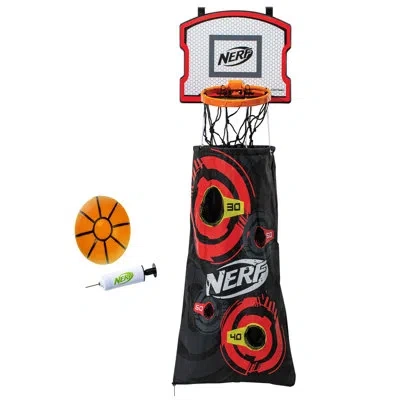 Franklin Sports Nerf Basketball Hoop Hamper - Laundry Layup Over The Door Basket + Shooting Target In Black;red;orange