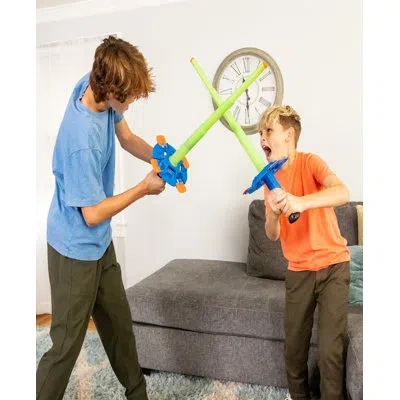 Franklin Sports Nerf Fencing Duel Foam Swords Set - Glow In The Dark Light Up In Blue;green