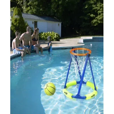 Franklin Sports Nerf Floating Pool Basketball Hoop + Football Target Net Set In Blue;green;orange