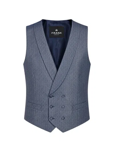 Franks Double-breasted Textured Waistcoat In Blue