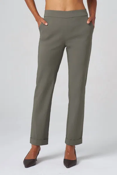 Franne Golde All Season Cuffed Trouser In Dark Sage In Green