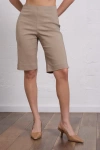 Franne Golde All-season Slim Stretch Bermuda Short In Brown