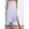 Franne Golde Bias Cut Satin Midi Skirt With Side Slit
