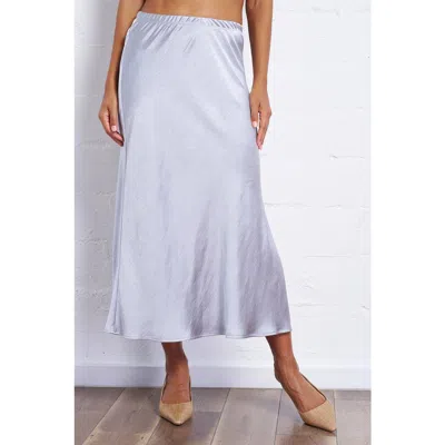 Franne Golde Bias Cut Satin Midi Skirt With Side Slit