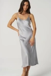 Franne Golde Bias Cut Satin Midi Slip Dress