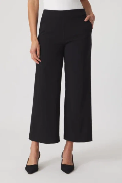 Franne Golde Catalina Stretch Cropped Wide-leg Pant In Black